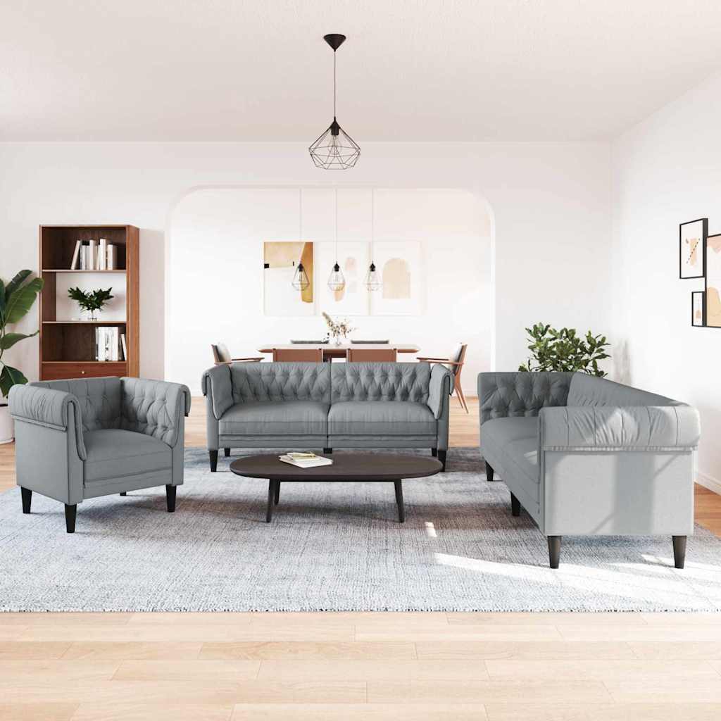 vidaXL Sofa do salonu 3 pcs Jasnoszary 201,5 x 74,5 x 74,5 cm tkanina