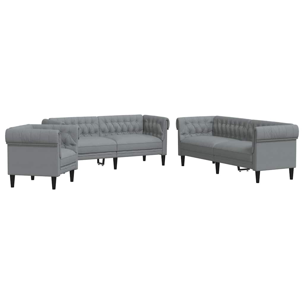 vidaXL Sofa do salonu 3 pcs Jasnoszary 201,5 x 74,5 x 74,5 cm tkanina