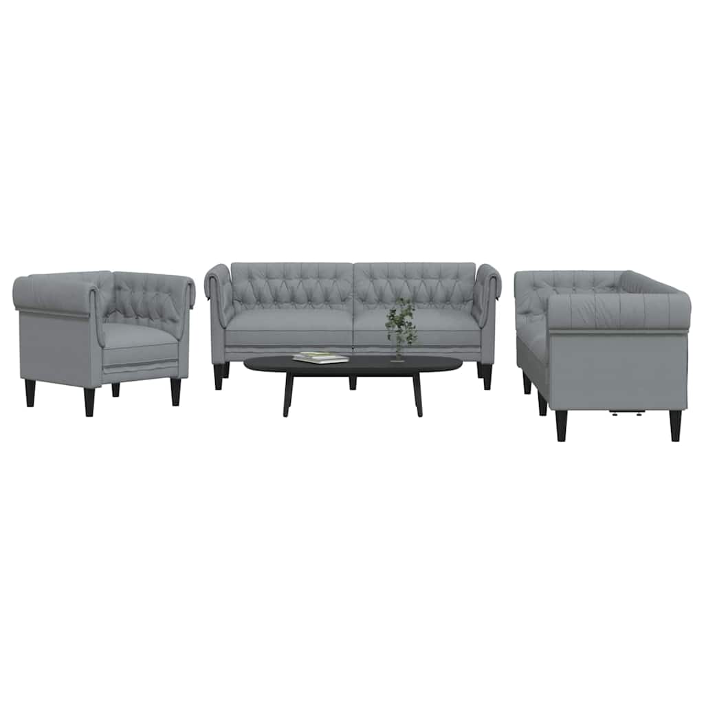 vidaXL Sofa do salonu 3 pcs Jasnoszary 201,5 x 74,5 x 74,5 cm tkanina