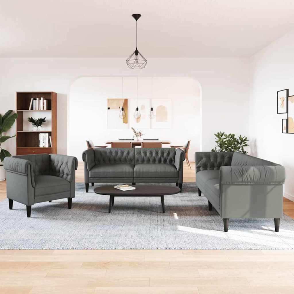 vidaXL Sofa do salonu 3 pcs Ciemnoszary 201,5 x 74,5 x 74,5 cm tkanina