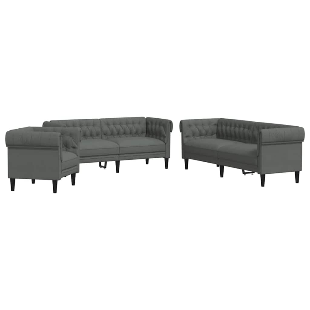 vidaXL Sofa do salonu 3 pcs Ciemnoszary 201,5 x 74,5 x 74,5 cm tkanina