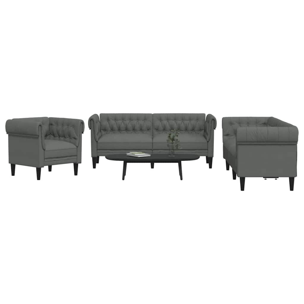 vidaXL Sofa do salonu 3 pcs Ciemnoszary 201,5 x 74,5 x 74,5 cm tkanina