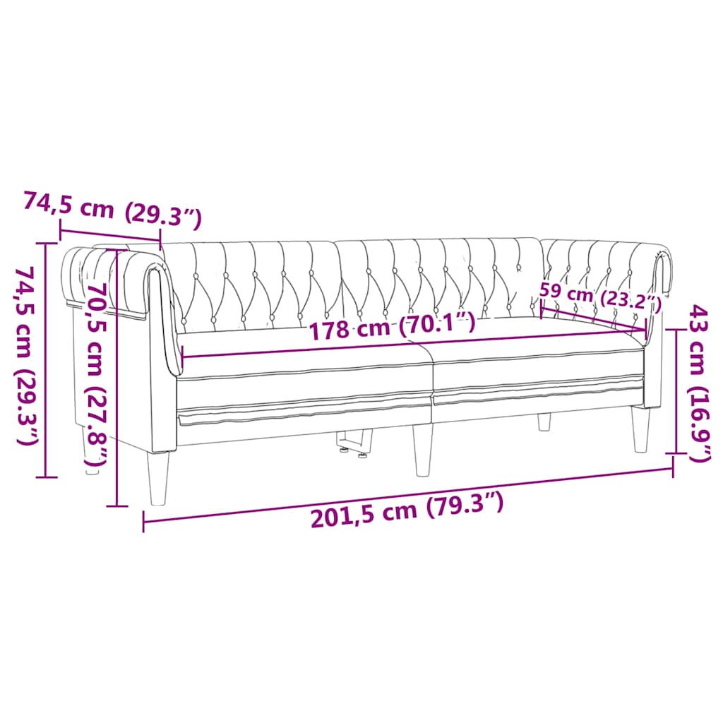vidaXL Sofa do salonu 3 pcs Ciemnoszary 201,5 x 74,5 x 74,5 cm tkanina
