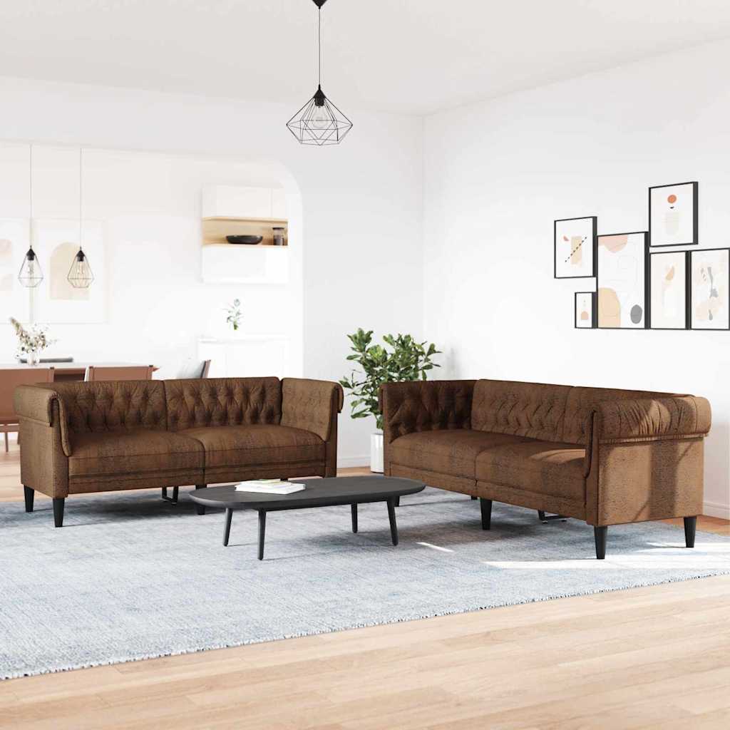 vidaXL Sofa do salonu 2 szt. Brązowy tkanina