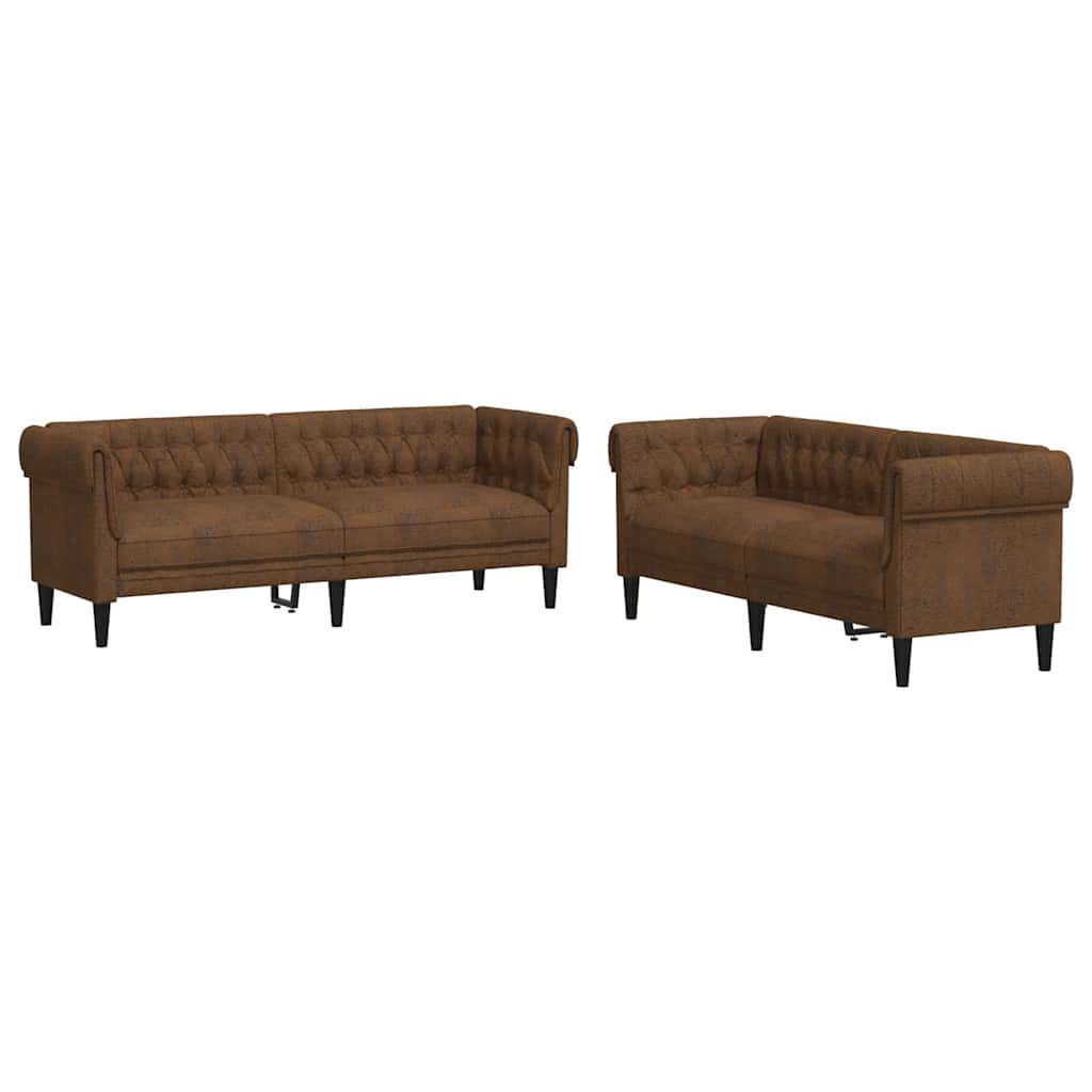 vidaXL Sofa do salonu 2 szt. Brązowy tkanina