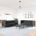 vidaXL Sofa do salonu 2 pcs Czarny 194 x 74,5 x 70,5 cm