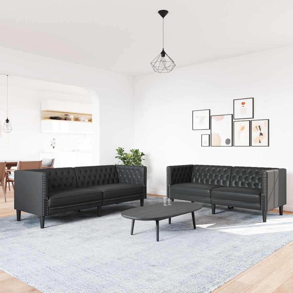 vidaXL Sofa do salonu 2 pcs Czarny 194 x 74,5 x 70,5 cm