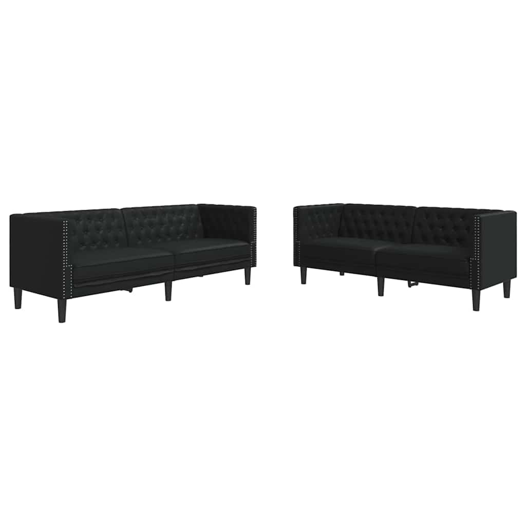 vidaXL Sofa do salonu 2 pcs Czarny 194 x 74,5 x 70,5 cm