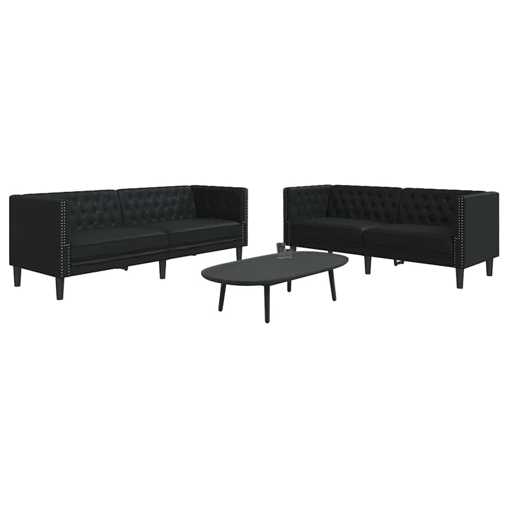 vidaXL Sofa do salonu 2 pcs Czarny 194 x 74,5 x 70,5 cm