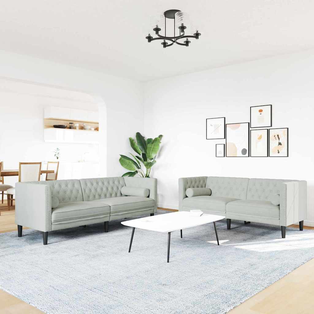 vidaXL Sofa do salonu 2 pcs Jasnoszary 194 x 74,5 x 70,5 cm Aksamit