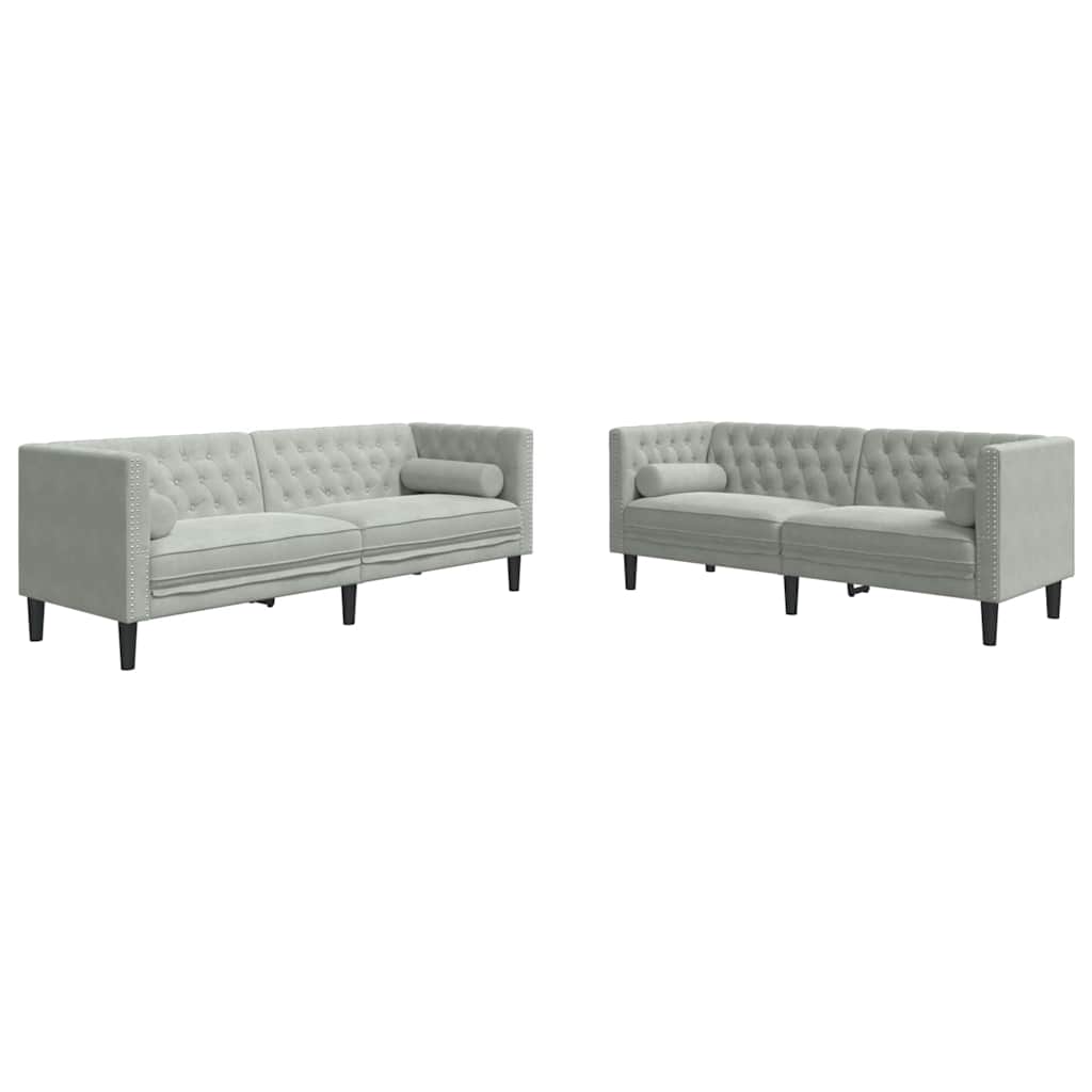 vidaXL Sofa do salonu 2 pcs Jasnoszary 194 x 74,5 x 70,5 cm Aksamit