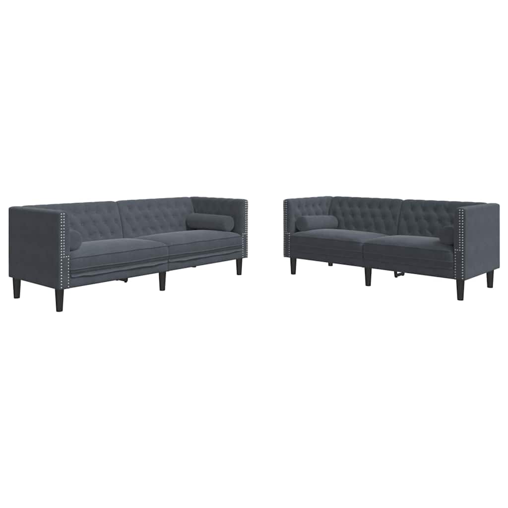 vidaXL Sofa do salonu 2 pcs Ciemnoszary 194 x 74,5 x 70,5 cm Aksamit