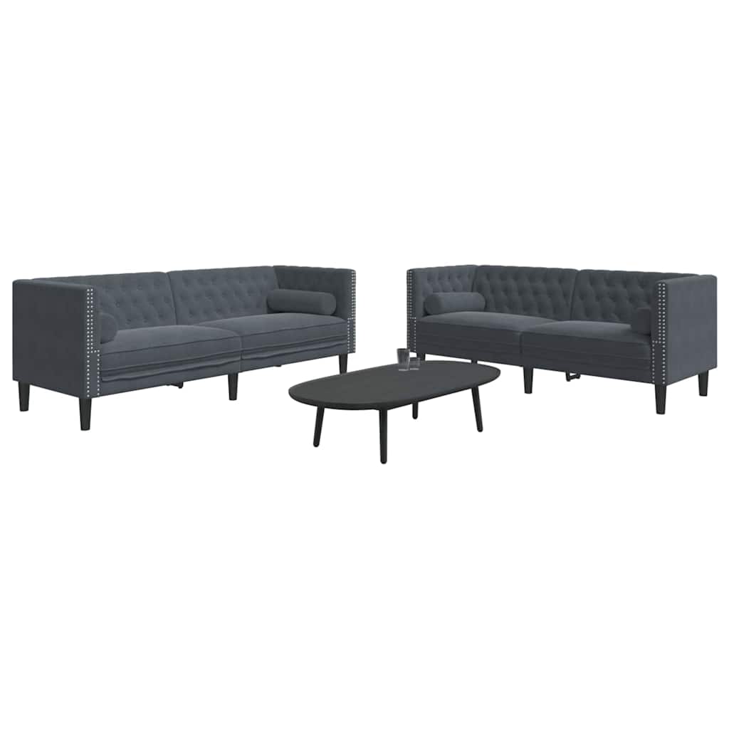 vidaXL Sofa do salonu 2 pcs Ciemnoszary 194 x 74,5 x 70,5 cm Aksamit