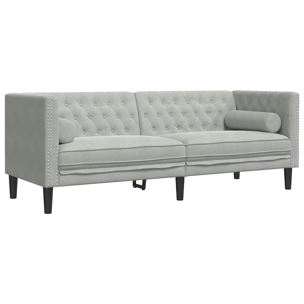 vidaXL Sofa do salonu 3 pcs Jasnoszary 194 x 74,5 x 70,5 cm Aksamit