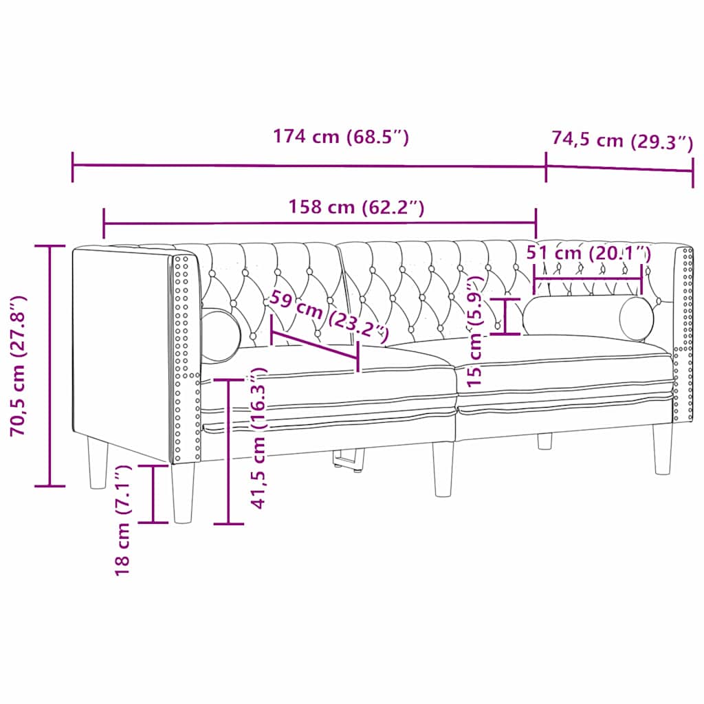 vidaXL Sofa do salonu 3 pcs Ciemnoszary 194 x 74,5 x 70,5 cm Aksamit