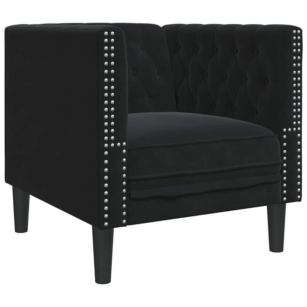 vidaXL Sofa do salonu 3 pcs Czarny 194 x 74,5 x 70,5 cm Aksamit