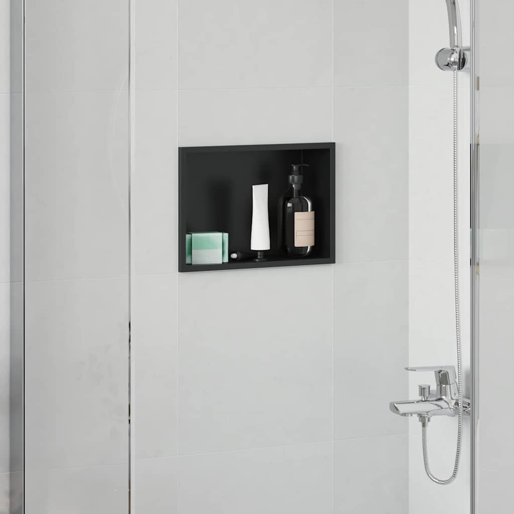 vidaXL Nisza prysznicowa Czarny 30 x 20 x 9,5 cm Stal nierdzewna