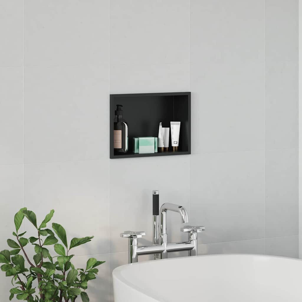 vidaXL Nisza prysznicowa Czarny 30 x 20 x 9,5 cm Stal nierdzewna