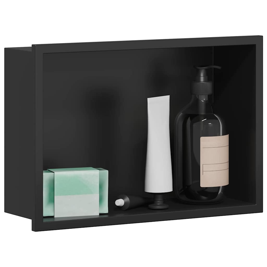 vidaXL Nisza prysznicowa Czarny 30 x 20 x 9,5 cm Stal nierdzewna