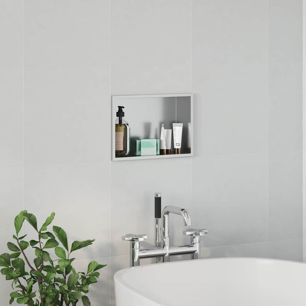 vidaXL Nisza prysznicowa srebrny 30 x 20 x 9,5 cm Stal nierdzewna