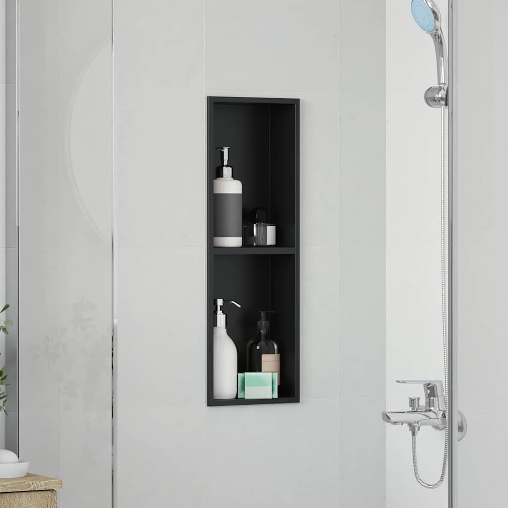 vidaXL Nisza prysznicowa Czarny 60 x 20 x 9,5 cm Stal nierdzewna
