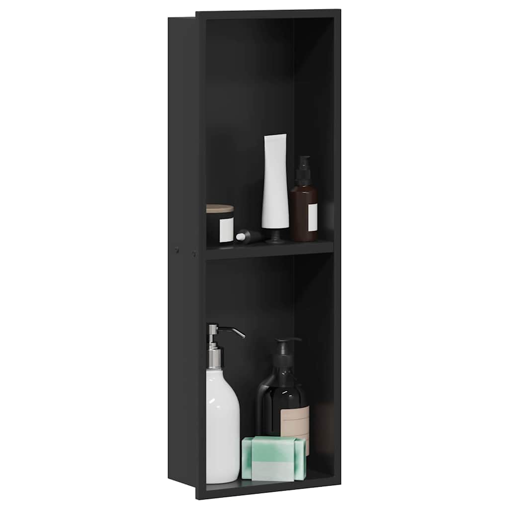 vidaXL Nisza prysznicowa Czarny 60 x 20 x 9,5 cm Stal nierdzewna