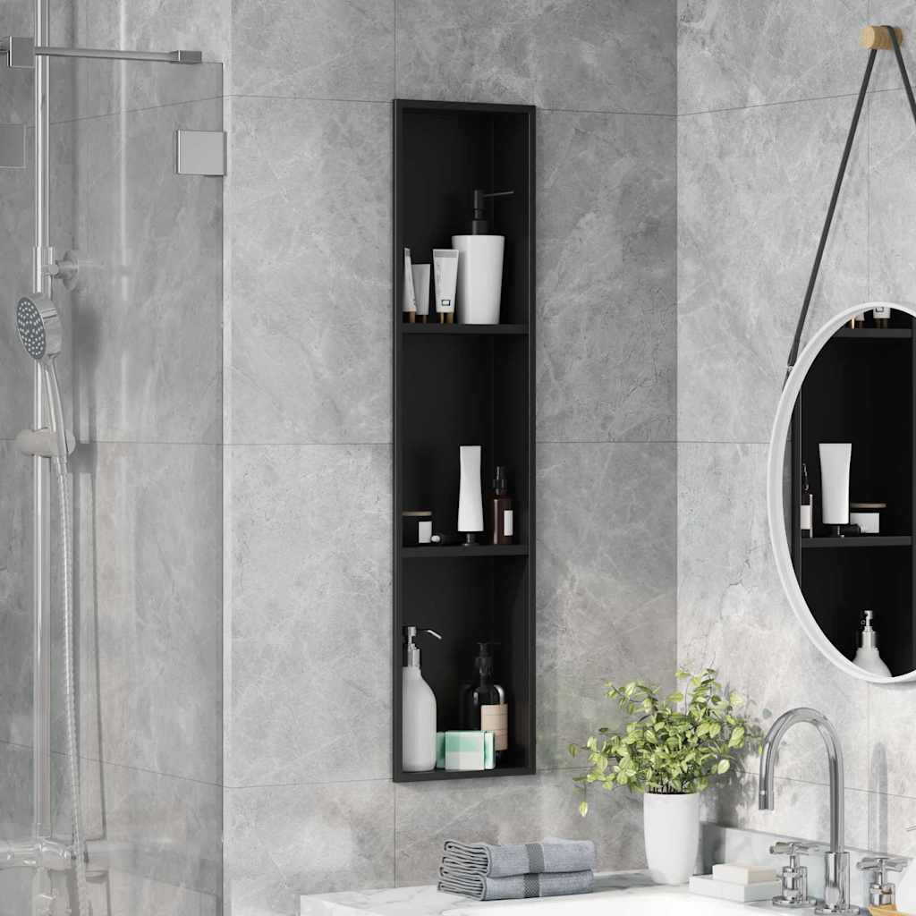 vidaXL Nisza prysznicowa Czarny 90 x 20 x 9,5 cm Stal nierdzewna