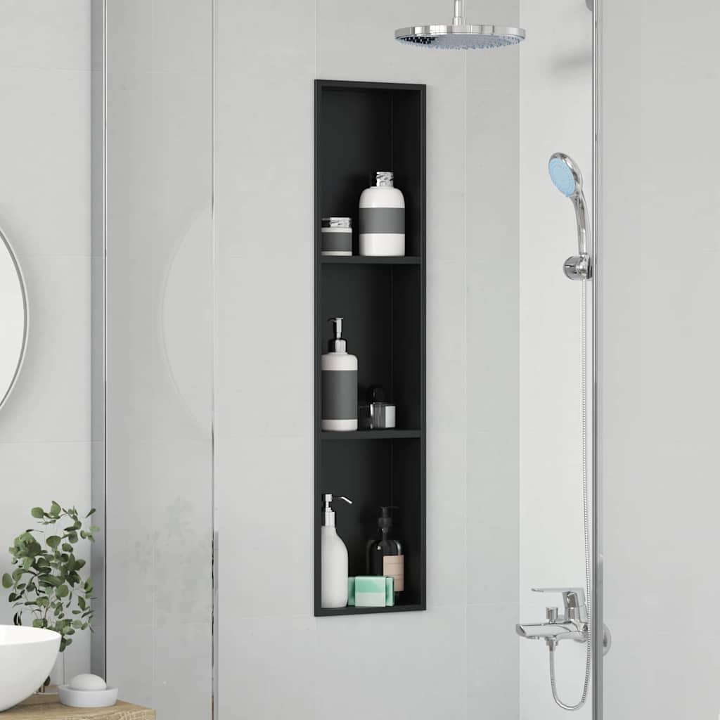vidaXL Nisza prysznicowa Czarny 90 x 20 x 9,5 cm Stal nierdzewna