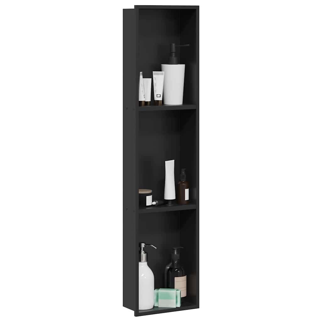 vidaXL Nisza prysznicowa Czarny 90 x 20 x 9,5 cm Stal nierdzewna