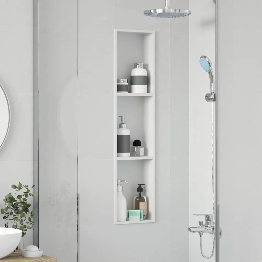 vidaXL Nisza prysznicowa Biały 90 x 20 x 9,5 cm Stal nierdzewna
