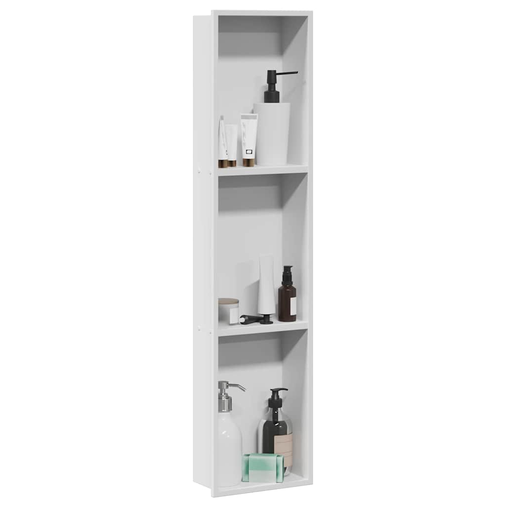 vidaXL Nisza prysznicowa Biały 90 x 20 x 9,5 cm Stal nierdzewna