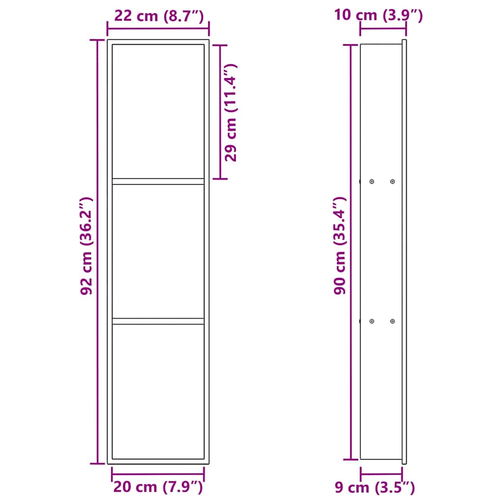 vidaXL Nisza prysznicowa Biały 90 x 20 x 9,5 cm Stal nierdzewna