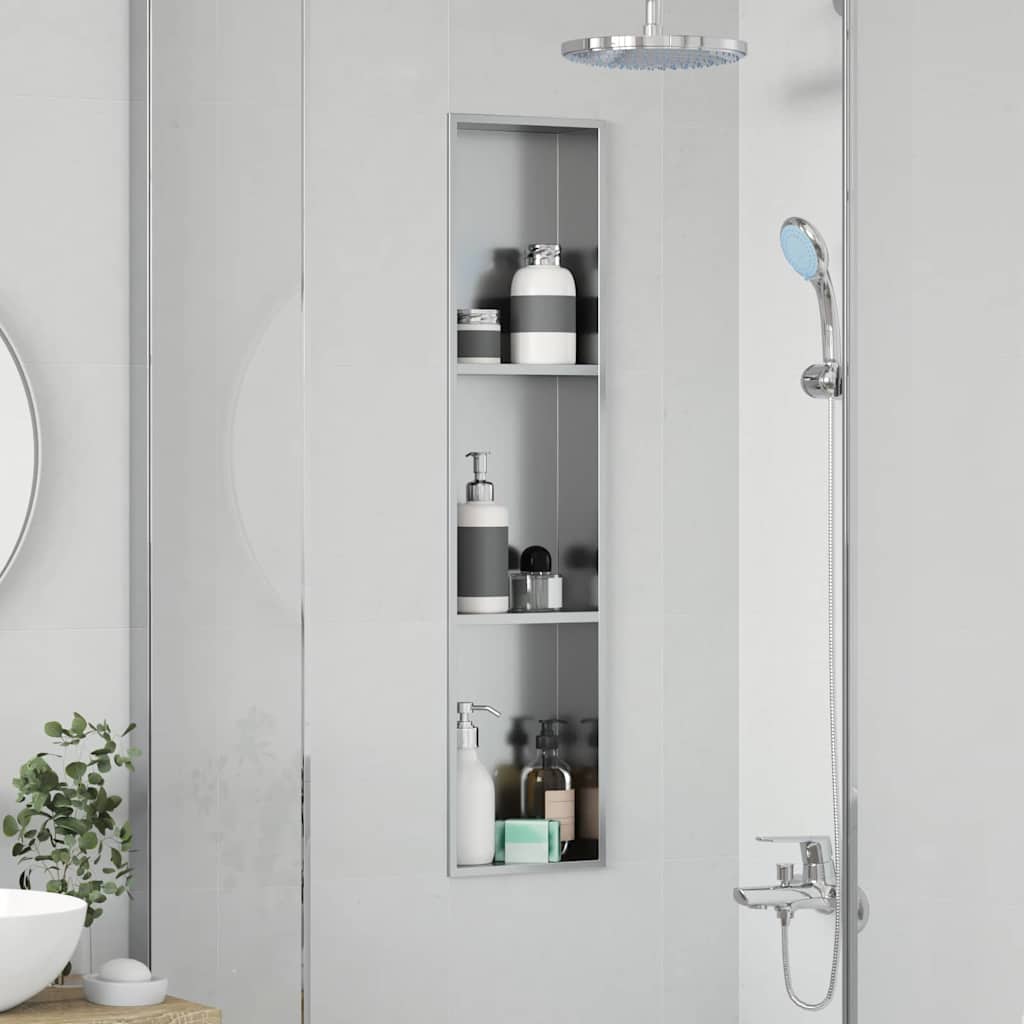 vidaXL Nisza prysznicowa Srebrny 90 x 20 x 9,5 cm Stal nierdzewna