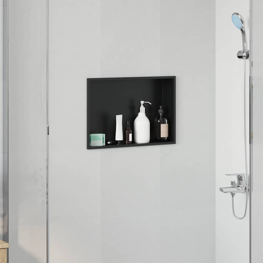 vidaXL Nisza prysznicowa Czarny 45 x 30 x 9,5 cm Stal nierdzewna
