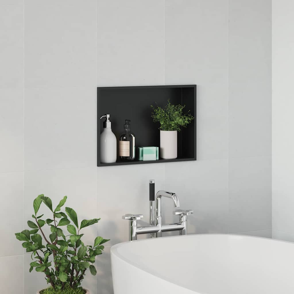 vidaXL Nisza prysznicowa Czarny 45 x 30 x 9,5 cm Stal nierdzewna