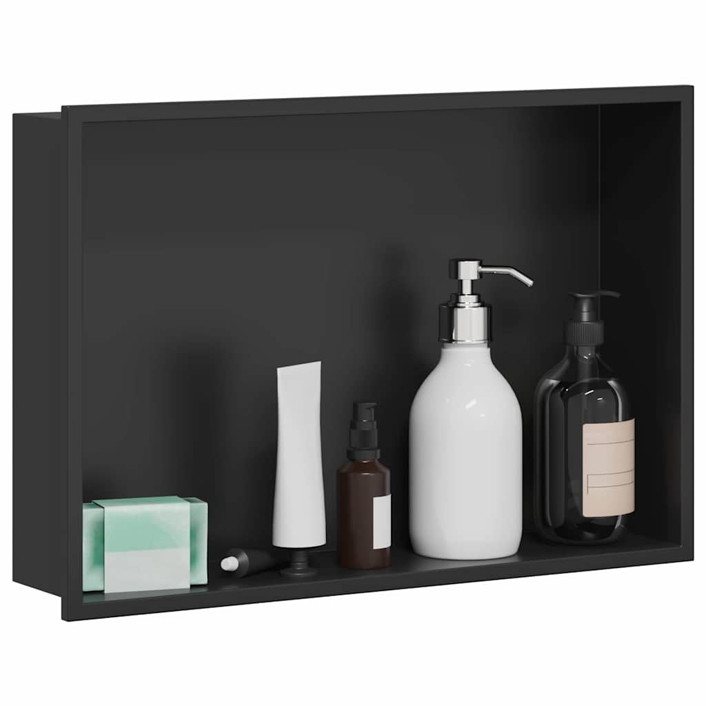 vidaXL Nisza prysznicowa Czarny 45 x 30 x 9,5 cm Stal nierdzewna