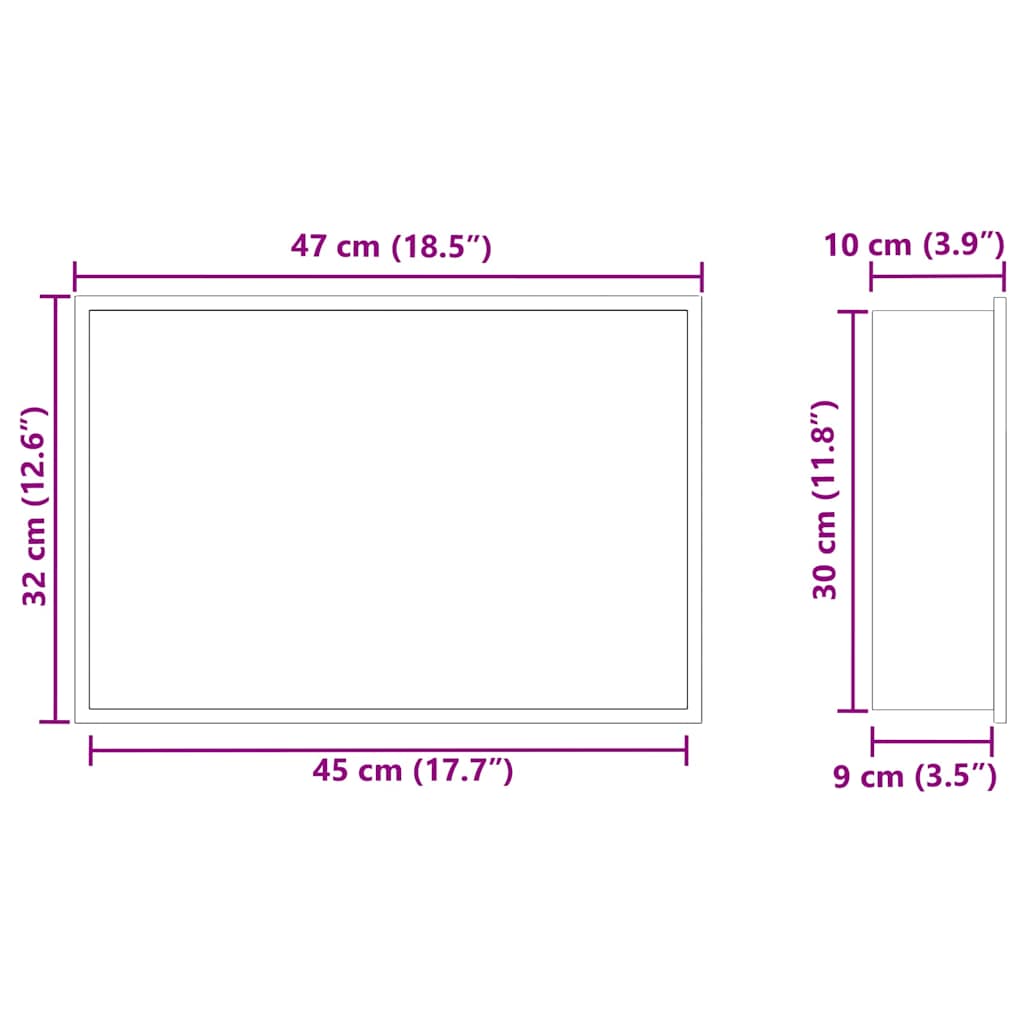 vidaXL Nisza prysznicowa Czarny 45 x 30 x 9,5 cm Stal nierdzewna