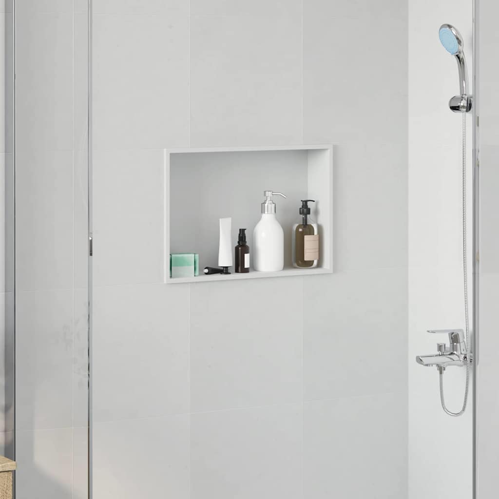vidaXL Nisza prysznicowa Biały 45 x 30 x 9,5 cm Stal nierdzewna