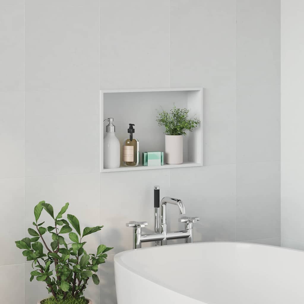 vidaXL Nisza prysznicowa Biały 45 x 30 x 9,5 cm Stal nierdzewna