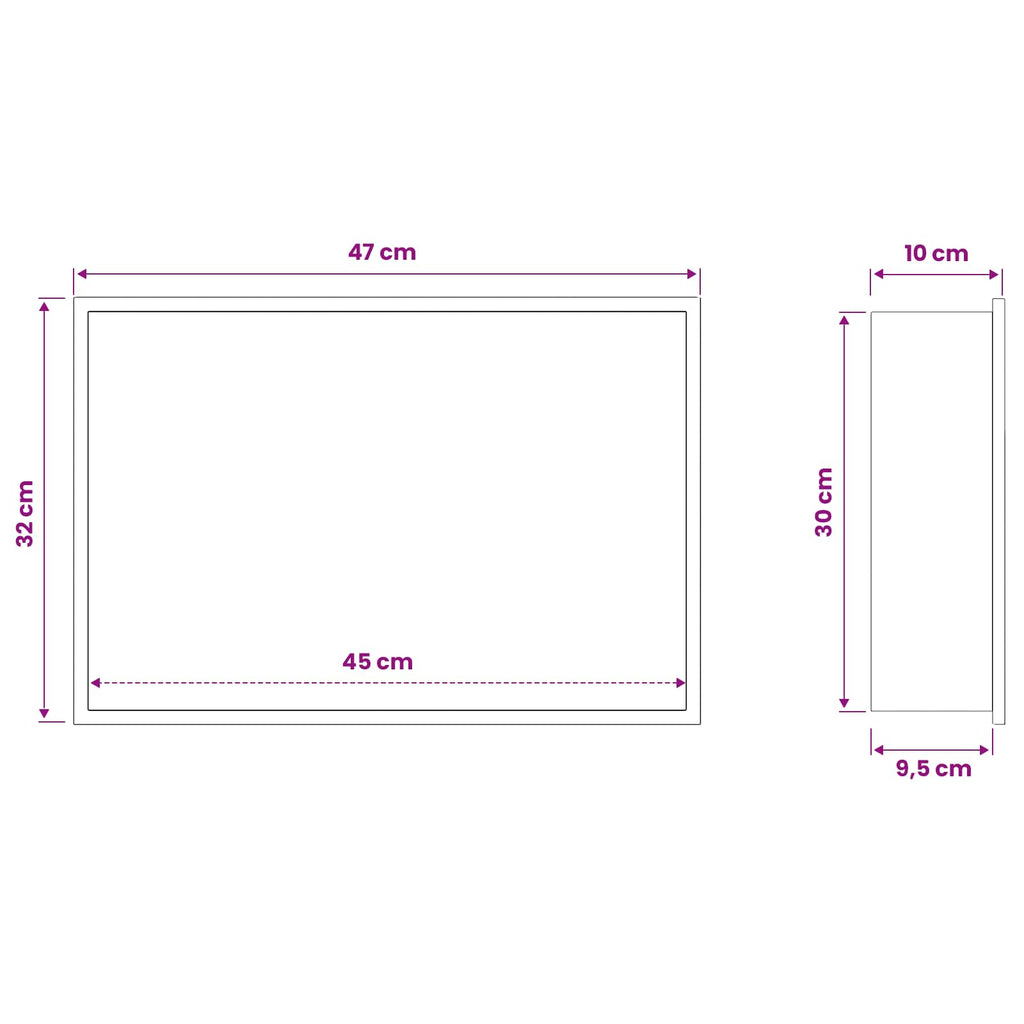 vidaXL Nisza prysznicowa Biały 45 x 30 x 9,5 cm Stal nierdzewna