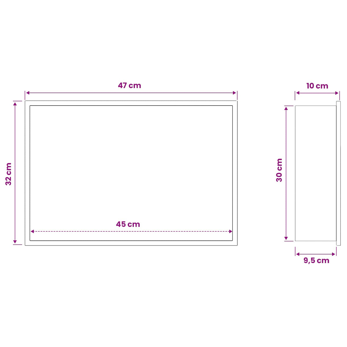 vidaXL Nisza prysznicowa Biały 45 x 30 x 9,5 cm Stal nierdzewna