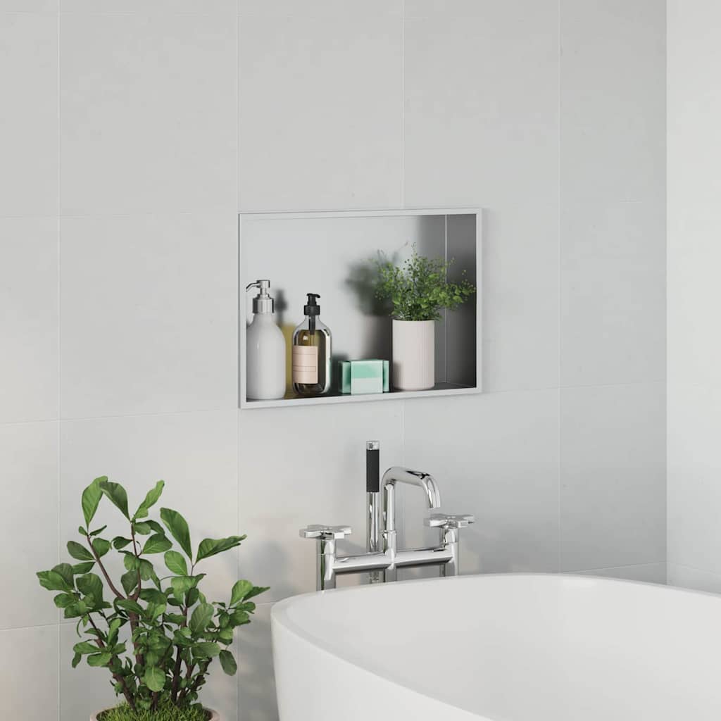 vidaXL Nisza prysznicowa Srebrny 45 x 30 x 9,5 cm Stal nierdzewna