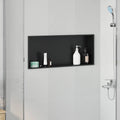 vidaXL Nisza prysznicowa Czarny 75 x 30 x 9,5 cm Stal nierdzewna