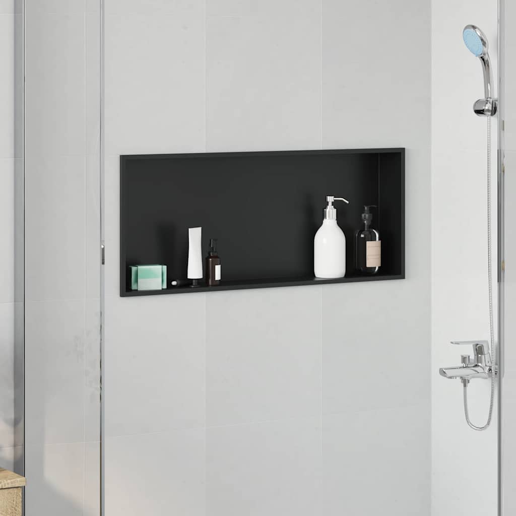 vidaXL Nisza prysznicowa Czarny 75 x 30 x 9,5 cm Stal nierdzewna