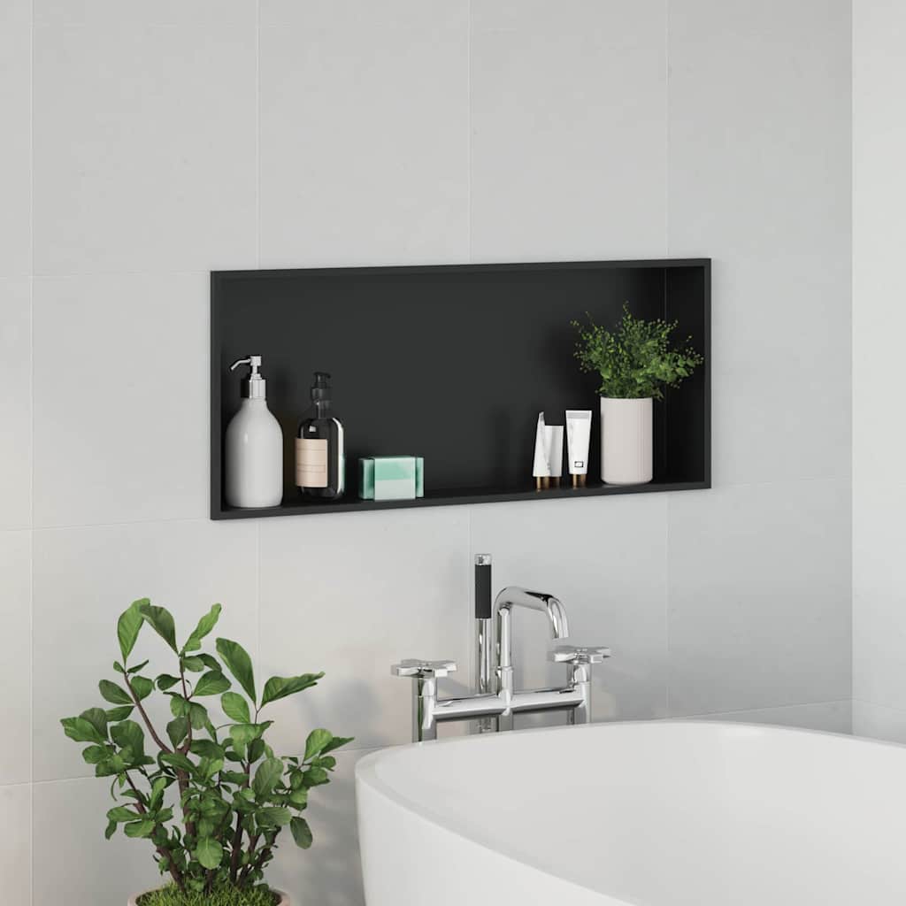 vidaXL Nisza prysznicowa Czarny 75 x 30 x 9,5 cm Stal nierdzewna