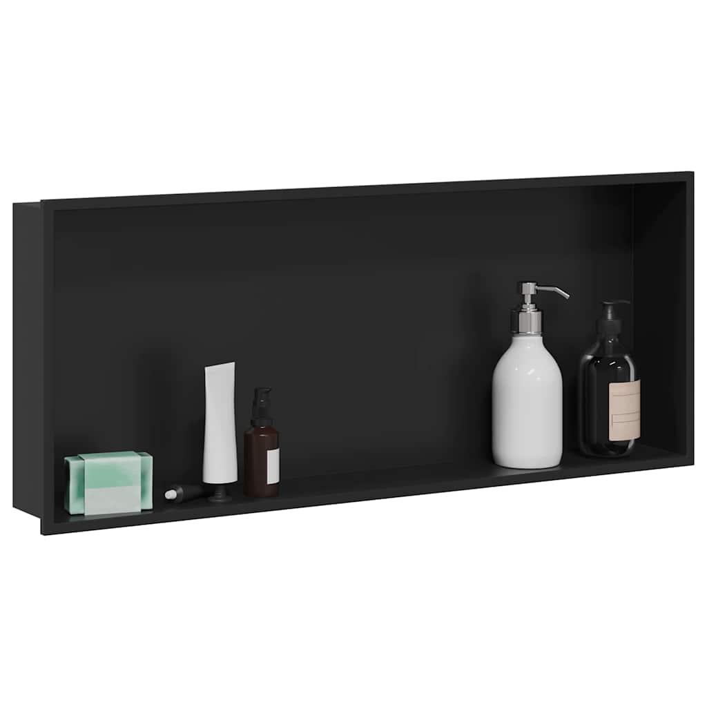 vidaXL Nisza prysznicowa Czarny 75 x 30 x 9,5 cm Stal nierdzewna