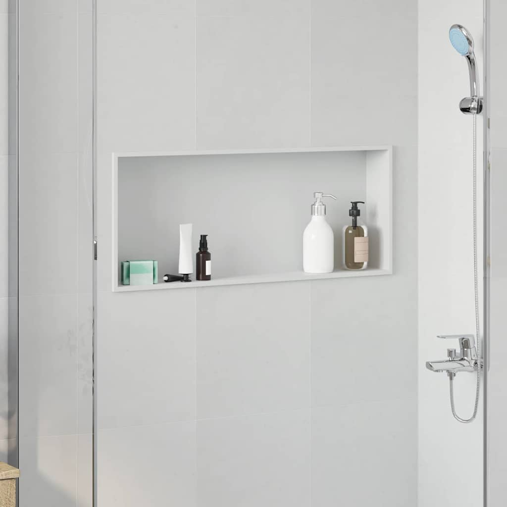 vidaXL Nisza prysznicowa Biały 75 x 30 x 9,5 cm Stal nierdzewna