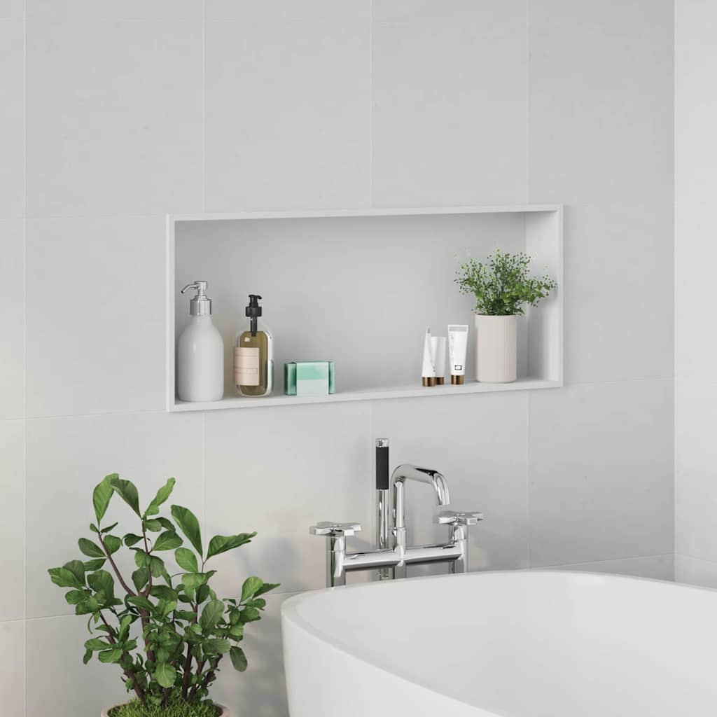 vidaXL Nisza prysznicowa Biały 75 x 30 x 9,5 cm Stal nierdzewna