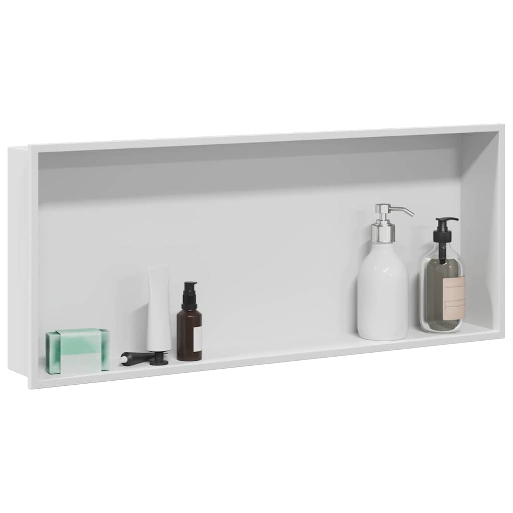 vidaXL Nisza prysznicowa Biały 75 x 30 x 9,5 cm Stal nierdzewna