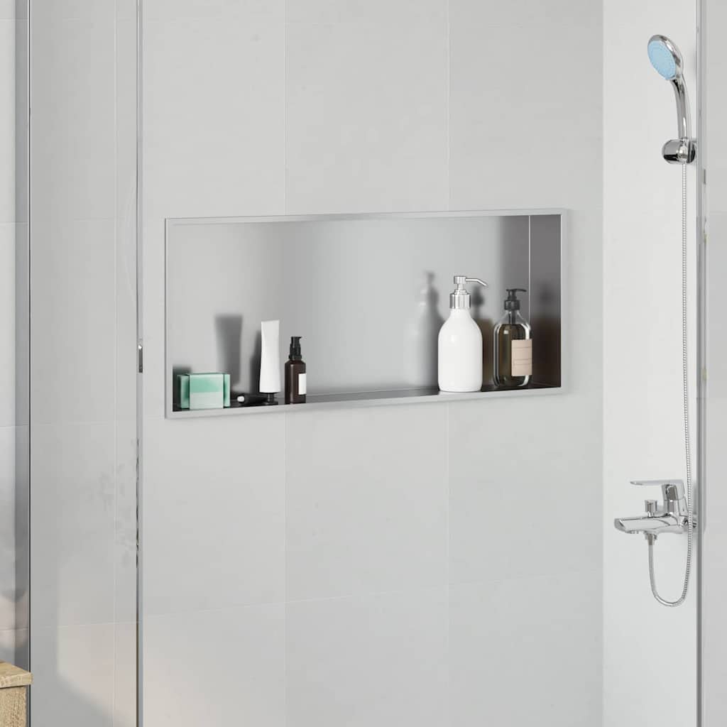 vidaXL Nisza prysznicowa Srebrny 75 x 30 x 9,5 cm Stal nierdzewna